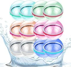 Reusable Water Balloons Self Sealing Easy Quick Fill 8pcs, Summer Water Balls For Boy Girl Ages 3-12, Silicone Balloon Toy Game Ball Fun For Kid Adult Outdoor Backyard Swimming Pool Party Supplies -Folkmanis Toys Shop 51sjJnu7VIL. AC