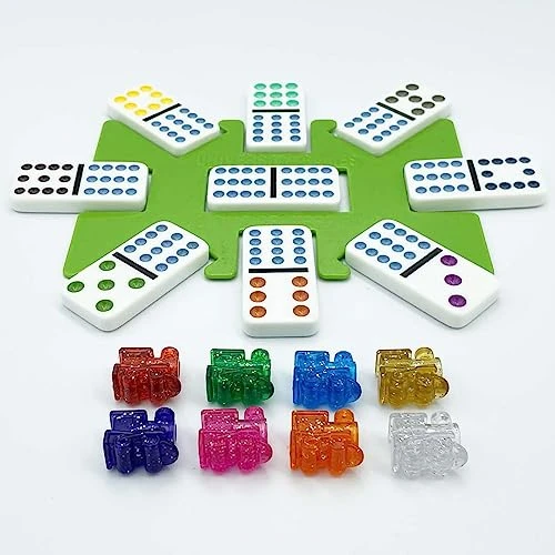 Front Porch Classics | Mexican Train Domino Set On-The-Go Aluminum Carrying Case, 2 To 8 Players Ages 8 To 99 6 Front Porch Classics | Mexican Train Domino Set On-The-Go Aluminum Carrying Case, 2 To 8 Players Ages 8 To 99 - Image 4