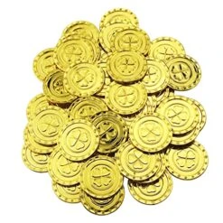 TOYANDONA Children Toys Pretend Toys Pirate Toy Trefoil Coins Pirate Coins Lucky Leprechaun Coin Kids Game Coins Gold Coins For Kids Plastic Gold Coins Lucky Coin Game Currency Trick 100pcs