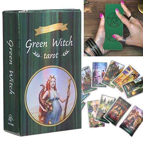 Tarot Cards,Classic Green Witch Visions Hologram Paper Tarot Cards,Portable Family Travel Board Deck Games Guidance Divination Fate Playing Game Cards,for Beginners And Expert Readers (78Pcs) 8 Tarot Cards,Classic Green Witch Visions Hologram Paper Tarot Cards,Portable Family Travel Board Deck Games Guidance Divination Fate Playing Game Cards,for Beginners And Expert Readers (78Pcs) - Image 6