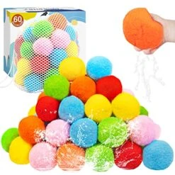 Korlon Tec 60 Pcs Reusable Water Balls, 2.5" Outdoor Water Toys Reusable Water Balloons For Kids, Summer Toys For Backyard Pool Trampoline Water Fun