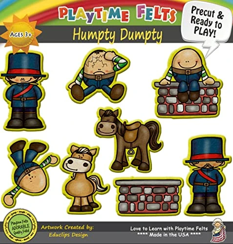 Humpty Dumpty Nursery Rhyme Felt Figures | 8 Adorable Felt Board Pieces For Flannel Board. Perfect For Toddlers, Preschool And Kindergarten - Reusable Felt Board Stories 3 Humpty Dumpty Nursery Rhyme Felt Figures | 8 Adorable Felt Board Pieces For Flannel Board. Perfect For Toddlers, Preschool And Kindergarten - Reusable Felt Board Stories