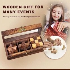 Crocon 3 In 1 Set Wooden Games Brain Teaser Wood Toy Desk Puzzle Educational And Fun Gift Ideas, Handcrafted 3D Brain Teasers For Adults & Kids, Birthday Gift For Kids & Teens -Folkmanis Toys Shop 51tEne8nvpL