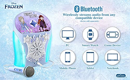 EKids Disney Frozen Karaoke Machine, Bluetooth Speaker With Microphone For Kids, Speaker With USB Port To Play Music, Easily Access Frozen Playlists With New EZ Link Feature 5 EKids Disney Frozen Karaoke Machine, Bluetooth Speaker With Microphone For Kids, Speaker With USB Port To Play Music, Easily Access Frozen Playlists With New EZ Link Feature - Image 3