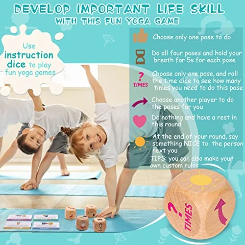 Garybank Kids Yoga Wooden Dice With Yoga Cards, Fun Exercise Dice For Kids Workout Equipment, Workout Dice Game For Kids Solo Or Group, 12 Yoga Cards For Kids With Wooden Gift Boxes, Yoga For Kids 4 Garybank Kids Yoga Wooden Dice With Yoga Cards, Fun Exercise Dice For Kids Workout Equipment, Workout Dice Game For Kids Solo Or Group, 12 Yoga Cards For Kids With Wooden Gift Boxes, Yoga For Kids - Image 2