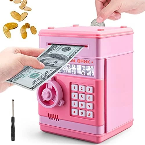 ATM Piggy Bank For Girls Boys, PhilaeEC Real Money Cash Coin Can Saving Box Electronic Money Safe Bank For Kids Baby And Adult Collection Games Supplies - Hot Birthday Gifts (Pink) 11 ATM Piggy Bank For Girls Boys, PhilaeEC Real Money Cash Coin Can Saving Box Electronic Money Safe Bank For Kids Baby And Adult Collection Games Supplies - Hot Birthday Gifts (Pink) - Image 9