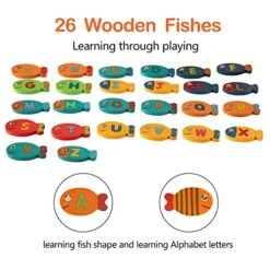 Magnetic Wooden Fishing Game Toy For Toddlers;30 PCS Montessori Sorting Puzzle Toys,Magnetic Learning Alphabet Letters Toys With 2 Pole And 1 Cat Doll 11 Magnetic Wooden Fishing Game Toy For Toddlers;30 PCS Montessori Sorting Puzzle Toys,Magnetic Learning Alphabet Letters Toys With 2 Pole And 1 Cat Doll -Folkmanis Toys Shop 51tShaNZRHL