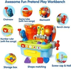 Liberty Imports Musical Learning Workbench Toddler Toys For Boys Girls Kids, Baby Early Education Toy Shape Sorter With Lights & Sounds For Teaching Colors, Shapes, Numbers -Folkmanis Toys Shop 51tTBDxFIHL