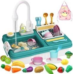 Jovow Pretend Play Kitchen Sink Toys With Play Cooking Stove,Swivel Tap Function, Colour Changing Pots And Pans,Dish Rack & Play Cutting Food, Utensils Tableware Accessories For Kids Toddlers -Folkmanis Toys Shop 51tYs6a2C5L. AC