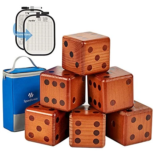 SpeedArmis Giant Wooden Yard Dice Set - Large Pine Wooden Dice Lawn Game Set With Scoreboard Outdoor Beach Backyard Game Set For Kids Adults Family (Including Carry Bag) 3 SpeedArmis Giant Wooden Yard Dice Set - Large Pine Wooden Dice Lawn Game Set With Scoreboard Outdoor Beach Backyard Game Set For Kids Adults Family (Including Carry Bag)