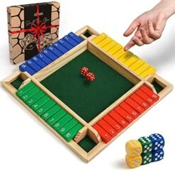 Wooden Shut The Box – Indoor Dice Game – Ideal For 2-4 Players – Great Family Game – Colorful Design - Comfortable Felt – Smart Math Game For Kids – Fun Learning Board Game - Nice Gift Packaging -Folkmanis Toys Shop 51tiaoZhXoL. AC