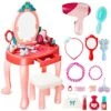 Toddler Vanity Set Kids Toy Vanity Table For Little Girls With Mirror And Stool, Princess Vanity Toys For 2 3 4 5 Year Old Girls Gift -Folkmanis Toys Shop 51ttv49HMqL