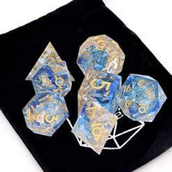 DND Dice Set, Resin Polyhedral D/D Dragon Dice With Box For Dungeons/Dragons Pathfinder TTRPG, 7 Pack(Blue+Gold) Adult Spoof Whole Person Toys -Folkmanis Toys Shop 51uDmEsXRvL