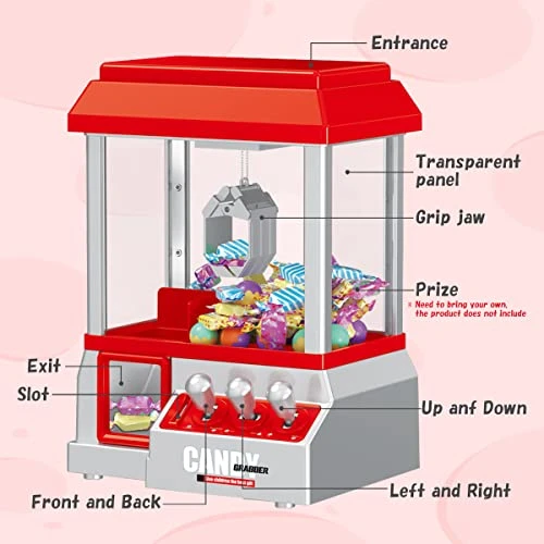 Mini Claw Machine With 24 Game Coins For Kids, Red Candy Grabber Machine With Sound Electronic Prize Toys, Dispenser Creative Claw Machine Arcade Game For Party Game Boys Girls Birthday Gift 5 Mini Claw Machine With 24 Game Coins For Kids, Red Candy Grabber Machine With Sound Electronic Prize Toys, Dispenser Creative Claw Machine Arcade Game For Party Game Boys Girls Birthday Gift - Image 3