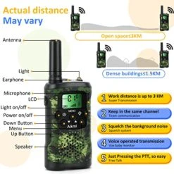 Walkie Talkies For Kids Toys For Boys Aged 5+ Outdoor Toys 2 Way Radio 22 Channel 3 Miles Range For Camp Hunt Adventure Game Birthday For Boys 6 7 8 9 10 Year Old Boys Gifts (Green) -Folkmanis Toys Shop 51uMFsOsT6L