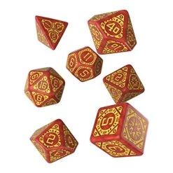 Q-Workshop Starfinder Dawn Of Flame RPG Ornamented Dice Set 7 Polyhedral Pieces