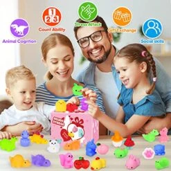 HINZER 130PCS Mochi Squishy Toys Party Favors Kids Kawaii Mini Squishies Animals Bulk Classroom Prizes Stress Relief Toy Christmas Stocking Stuffers Easter Egg Fillers Birthday Gifts Girls Boys Random