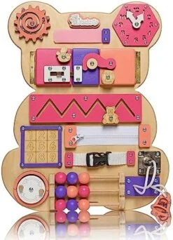 Busy Board For Toddlers, Sensory Game, Montessori Board For Kids, Activity Toy For Toddlers, Develop Fine Motor Skills, Educational Learning Toy, Learning Wooden Travel Toy, Doors And Locks -Folkmanis Toys Shop 51uQAe5WWL. AC