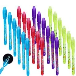 Invisible Ink Pen, Spy Pen Secret Message Writer With Uv Light Magic Marker For Drawing Fun Activity Kids Party Favors Ideas Gifts And Stock Stuffer (24pcs)