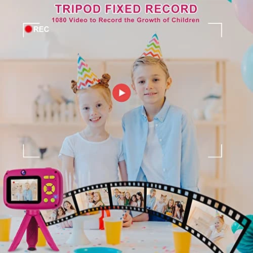 Elimiic Kids Camera Toys - Upgrade Selfie Camera For 4-8 Year Old Girls, Time Lapse Camera With 32G Memory Card For Girls Age 3-6 (Red) 5 Elimiic Kids Camera Toys - Upgrade Selfie Camera For 4-8 Year Old Girls, Time Lapse Camera With 32G Memory Card For Girls Age 3-6 (Red) - Image 3