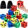 Meooeck 18 Pcs 2.48 Inch EVA Foam Dice Colorful Jumbo Dice For Party Large Colored Dice With Storage Bag For Building Educational Toys School Supplies Fun Gift