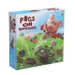 Pigs On Trampolines - Family Game - Skill & Action - Bounce Pigs Into Mud - 2 To 3 Players - For Ages 6+