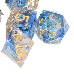 DND Dice Set, Resin Polyhedral D/D Dragon Dice With Box For Dungeons/Dragons Pathfinder TTRPG, 7 Pack(Blue+Gold) Adult Spoof Whole Person Toys -Folkmanis Toys Shop 51uzH5vx7ML