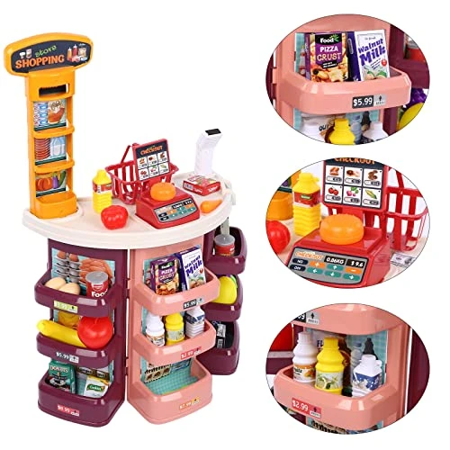 FUDAO Grocery Game Store Children’S Gifts Girl Supermarket Kitchen Toy Set With Scanner And Accessories, Pretend Game Food Shopping Money Games (Multicolour, One Size) 7 FUDAO Grocery Game Store Children’S Gifts Girl Supermarket Kitchen Toy Set With Scanner And Accessories, Pretend Game Food Shopping Money Games (Multicolour, One Size) - Image 5