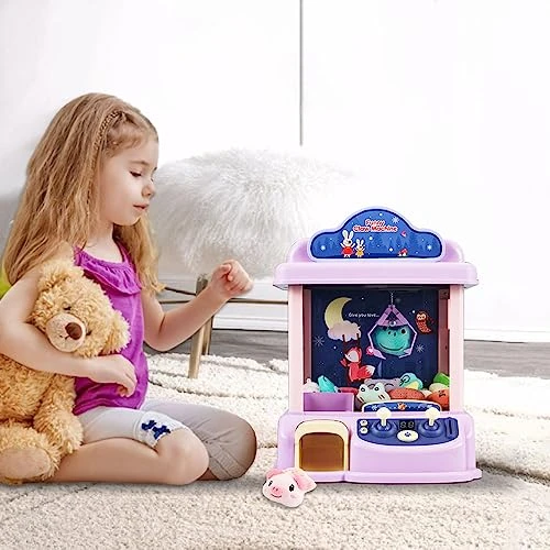 Mini Claw Machine For Kids Handheld Vending Machines With 20 Plush Toys Capsule Claw Game Prizes Gift Purple Electronic Toys For Girls Boys Volume Control, 60 Seconds Countdown, 2 Power Modes 7 Mini Claw Machine For Kids Handheld Vending Machines With 20 Plush Toys Capsule Claw Game Prizes Gift Purple Electronic Toys For Girls Boys Volume Control, 60 Seconds Countdown, 2 Power Modes - Image 5