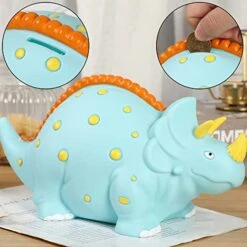 H&W Triceratops Piggy Bank, Large Dinosaur Money Bank, Shatterproof First Coin Bank & Birthday Gift Kids Boys Girls Home Decoration(Blue) 17 H&W Triceratops Piggy Bank, Large Dinosaur Money Bank, Shatterproof First Coin Bank & Birthday Gift Kids Boys Girls Home Decoration(Blue) -Folkmanis Toys Shop 51v5JOTHwNL