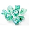 Borealis Kelp Luminary Dice With Lt Green Numbers 7+1 Dice Set 16mm (5/8in) Chessex