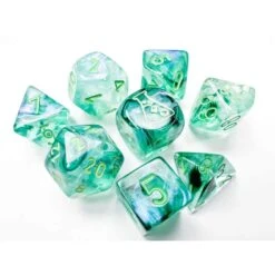 Borealis Kelp Luminary Dice With Lt Green Numbers 7+1 Dice Set 16mm (5/8in) Chessex