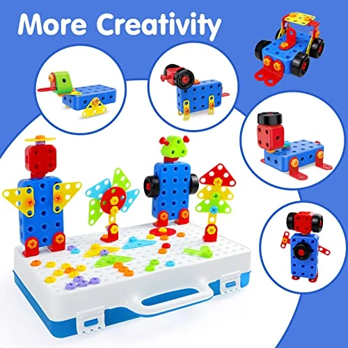 STEM Toys For 3 5 7 Year Old Boys Kids, 232 Pcs Kids Drill Set Building Blocks, DIY Educational Construction Engineering Toys, Creative Mosaic Electric Drill Set Gift For Kids Boys Girls Age 3-8 Years 4 STEM Toys For 3 5 7 Year Old Boys Kids, 232 Pcs Kids Drill Set Building Blocks, DIY Educational Construction Engineering Toys, Creative Mosaic Electric Drill Set Gift For Kids Boys Girls Age 3-8 Years - Image 2