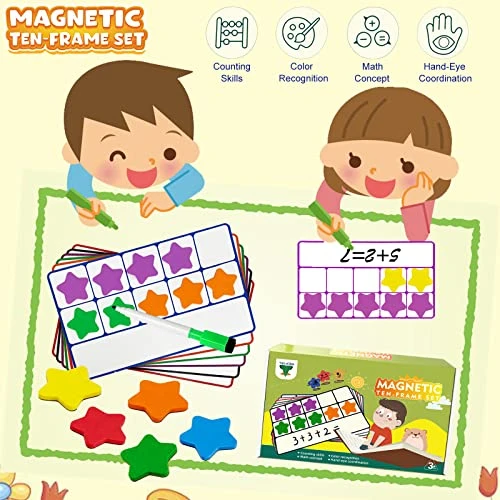 Magnetic Ten-Frame Set, Math Manipulative For Elementary, Math Counter Games For Kids Kindergarten, Montessori Number Blocks Toy For Kids, Kindergarten Classroom Must Haves 3 4 5 Year Old 6 Magnetic Ten-Frame Set, Math Manipulative For Elementary, Math Counter Games For Kids Kindergarten, Montessori Number Blocks Toy For Kids, Kindergarten Classroom Must Haves 3 4 5 Year Old - Image 4