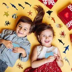 Npkgvia Children's Valentine's Day Ocean Cards 32PCS Set Marine Animals Children's Classroom Exchange Gift Toys Birthday Dog 1 Year (Sky Blue, One Size)