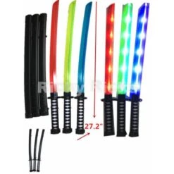 (3 Pack) Light-Up Ninja Swords W/Case Flashing LED Katana Long Toy Sticks Glow Samurai Spy Party Espada
