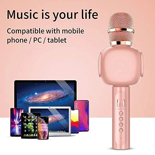 Microphone For Kids, Portable Handheld Wireless Bluetooth Karaoke Mic Machine For Home, Party And Birthday, Best Gifts Toys For Kids Girls Age 5 6 7 8 9 (Rose Gold) 7 Microphone For Kids, Portable Handheld Wireless Bluetooth Karaoke Mic Machine For Home, Party And Birthday, Best Gifts Toys For Kids Girls Age 5 6 7 8 9 (Rose Gold) - Image 5