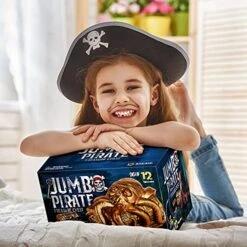 XXTOYS Jumbo Pirate Dig Kit - Dig Up 12 Pirate Treasures, Gemstones, Gold Coins - Pirate Toys For Kids - Great Birthday Party Supplies, Gifts Idea For Boys & Girls - Includes Treasure Chest -Folkmanis Toys Shop 51vaycCVlkS