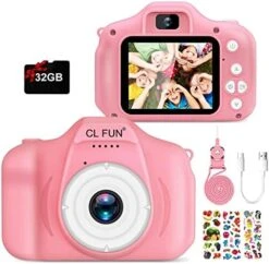 CL FUN Kids Camera, Video Camera For Kids Girls/Boys Age 3-12, HD Digital Camera For Toddler, Portable Kids Selfie Toy Camera With 32GB SD Card, Christmas Birthday Festival Gifts For Kids (Pink) -Folkmanis Toys Shop 51vs ekUuL. AC