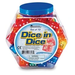 Learning Resources Dice In Dice Bucket, Math Toy, Manipulative, Set Of 72, Ages 6+, Multi-color, 3/4 W In 9 Learning Resources Dice In Dice Bucket, Math Toy, Manipulative, Set Of 72, Ages 6+, Multi-color, 3/4 W In -Folkmanis Toys Shop 51vuL9lcB0L