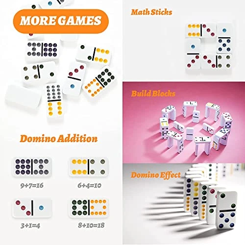 PLAYWUS Double 12 Coloured Dot Dominoes Mexican Train Game Set With Aluminum Case, 91 Tiles 9 Trains, Scoreboard, Octagon Shape Hub 8 PLAYWUS Double 12 Coloured Dot Dominoes Mexican Train Game Set With Aluminum Case, 91 Tiles 9 Trains, Scoreboard, Octagon Shape Hub - Image 6