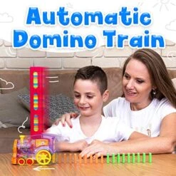 Automatic Domino Brick Laying Toy Train For Toddlers Aged 3-7 –Tracking Set With 120 Domino Pieces, Train, Rocket And Launching Pad – Easy To Use And Fun – Educational Game For Kids -Folkmanis Toys Shop 51w4soIcjCL
