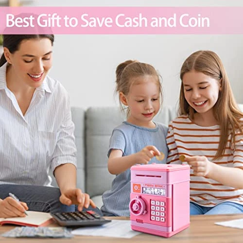 ATM Piggy Bank For Girls Boys, PhilaeEC Real Money Cash Coin Can Saving Box Electronic Money Safe Bank For Kids Baby And Adult Collection Games Supplies - Hot Birthday Gifts (Pink) 5 ATM Piggy Bank For Girls Boys, PhilaeEC Real Money Cash Coin Can Saving Box Electronic Money Safe Bank For Kids Baby And Adult Collection Games Supplies - Hot Birthday Gifts (Pink) - Image 3