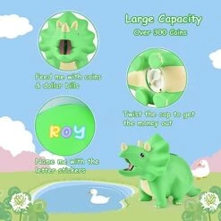 Dinosaur Piggy Bank For Kids, Unbreakable Plastic Money Coin Bank For Boys And Girls, Great Gifts For Birthday, Christmas, Baby Shower (Green) -Folkmanis Toys Shop 51wKQSszFTL