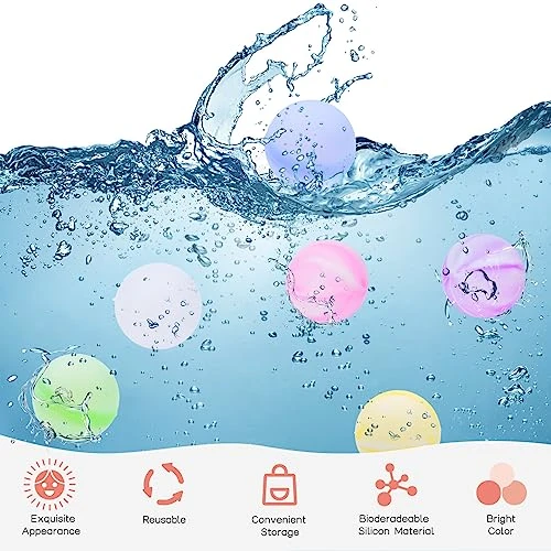 Reusable Water Balloons, 16 Pack Refillable Water Balls With Mesh Bag, Summer Water Toy For Boys And Girls Aged 3-12, Outdoor Activities Water Games Toys Fast-fill Water Splash Ball For Fun 8 Reusable Water Balloons, 16 Pack Refillable Water Balls With Mesh Bag, Summer Water Toy For Boys And Girls Aged 3-12, Outdoor Activities Water Games Toys Fast-fill Water Splash Ball For Fun - Image 6