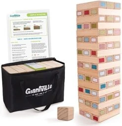 Giantville Giant Tumbling Timber Toy + Dice + Adhesives + Bag - Large Backyard Stacking Blocks Board/Floor Game - Big Wooden Yard Tumble Tower - Oversized Indoor/Outdoor Fun - Grows To Almost 4-feet 11 Giantville Giant Tumbling Timber Toy + Dice + Adhesives + Bag - Large Backyard Stacking Blocks Board/Floor Game - Big Wooden Yard Tumble Tower - Oversized Indoor/Outdoor Fun - Grows To Almost 4-feet -Folkmanis Toys Shop 51wSJUBOGtL. AC