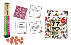 TENZI Dice Party Game Bundle With 77 Ways To Play TENZI - A Fun, Fast Frenzy For The Whole Family - 4 Sets Of 10 Colored Dice With Storage Tube - Colors May Vary