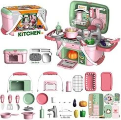 Jade Hare Kids Kitchen Playset Portable, Play Kitchen Set For Toddlers With Music & Light Kitchen Toys For Kids Ages 4-8 Toddler Sink Toy With Running Water Pretend Cooking Food -Folkmanis Toys Shop 51wVPqrJvwL. AC