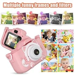 Vasttron Camera Toys For Kids 3 4 5 6 7 8 9 10 11 12 Years - Girls Boys Gift Digital Selfie Cameras Toddler Pink/Blue Cute Cat Camcorder Video Game Tools Children Electronics Toy With 32GB SD Card -Folkmanis Toys Shop 51wXPLcerSL