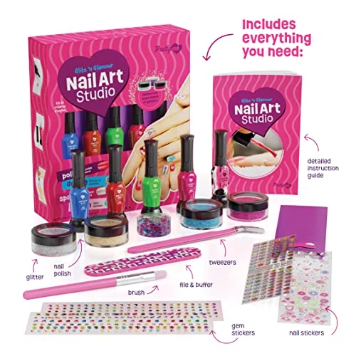 Nail Art Studio For Girls - Nail Polish Kit For Kids Ages 7-12 Years Old - Girl Gifts - Glitz 'n Glamour Girls Nails Gift Set - Cool Girly Stuff - Polish, Pens, Glitter, Stickers, Gems, Filer 4 Nail Art Studio For Girls - Nail Polish Kit For Kids Ages 7-12 Years Old - Girl Gifts - Glitz 'n Glamour Girls Nails Gift Set - Cool Girly Stuff - Polish, Pens, Glitter, Stickers, Gems, Filer - Image 2
